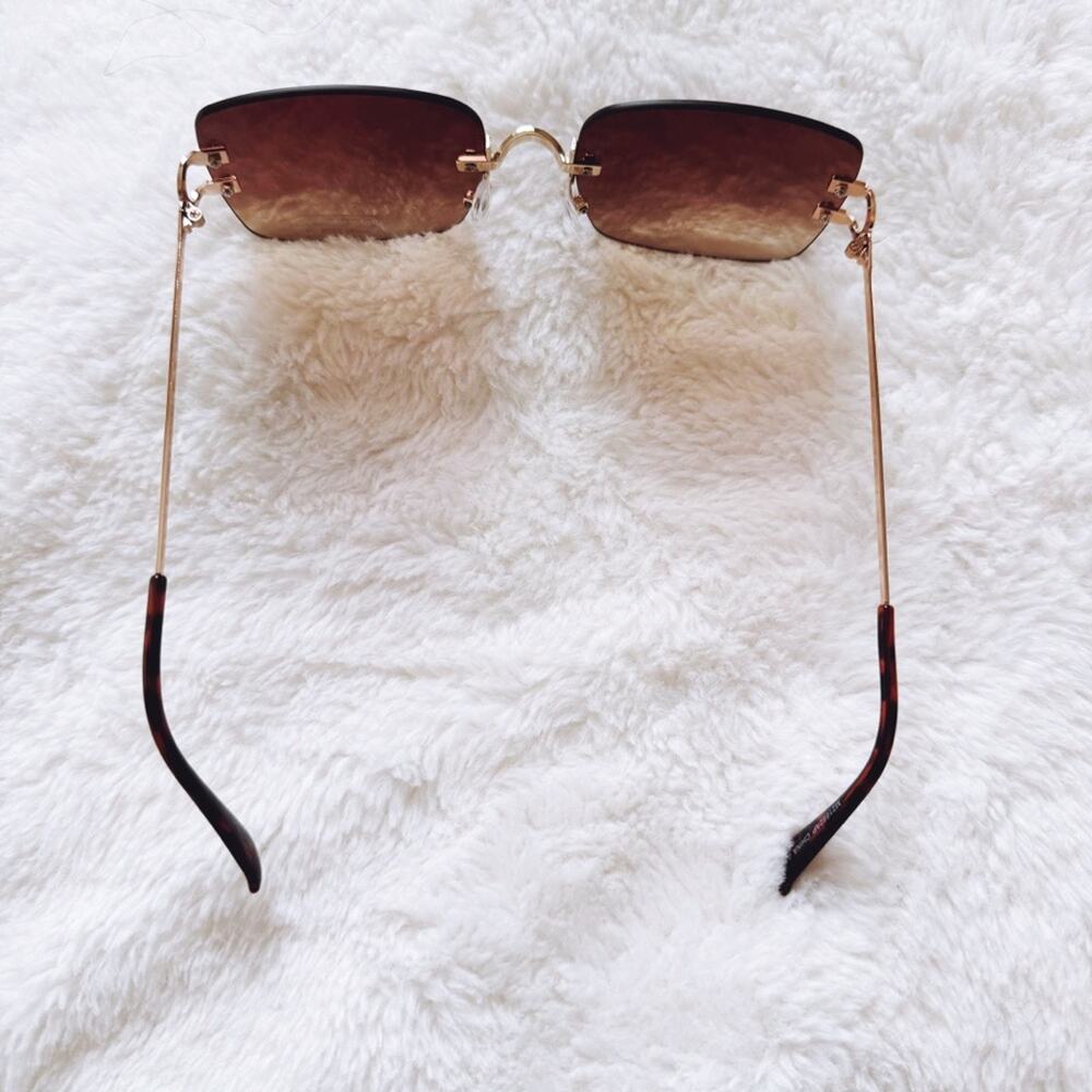 Laurel Clear Brown Rimless Sleek Sunglasses - Picture 8 of 10